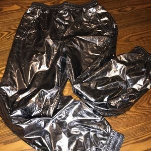 Forever 21 Silver Metallic Joggers - Size L